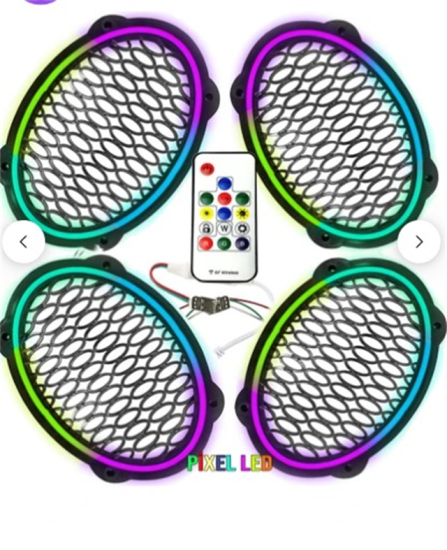Poke PK-5653 4 Adet Oval Oto Hoparlör Kapağı Kumandalı Pixel Ledli RGB Animasyonlu Kapak