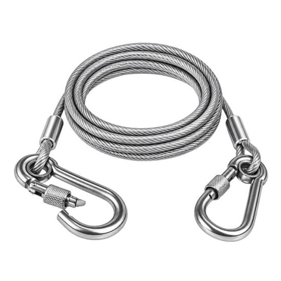 Sunup SN-38106 2 Metre Çelik Köpek Bağlama Halatı Kilitli Karabina PVC Kaplamalı