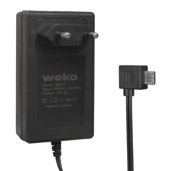 Weko WK-38111 Yerli Üretim 12 Volt - 2 Amper Micro Usb L Uçlu Priz Tipi Adaptör