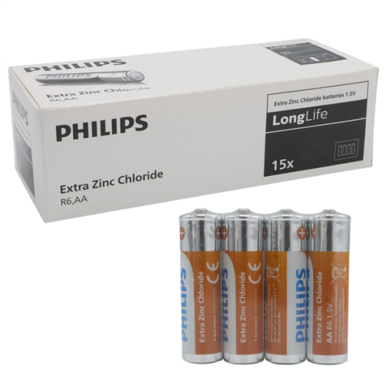 Philips Extra Zinc-Carbon Kalın Saat Kalem Pili AA (60’lı Paket)