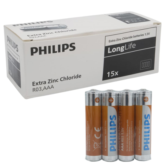 Philips LongLife Extra Zinc-Carbon İnce Kumanda Kalem Pili AAA (60’lı Paket)