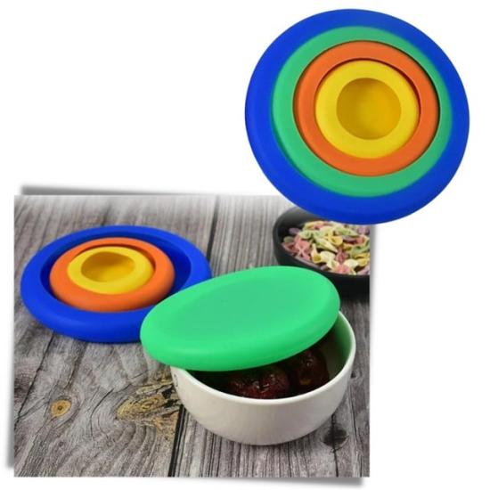Sunup SN-38932 4’lü Silikon Kapak Seti Farklı Boyutlarda Renkli Esnek Kapak