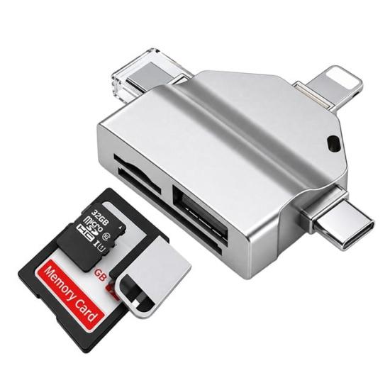 PowerMaster PM-39093 USB A USB C Lightning 3’Ü 1 Arada SD MicroSD Otg Kart Okuyucu