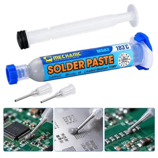 Powermaster PM-39105 Mechanic MS83 50 Gram 4 Microns Leaded Medium Temp 183C Şırınga Krem Lehim