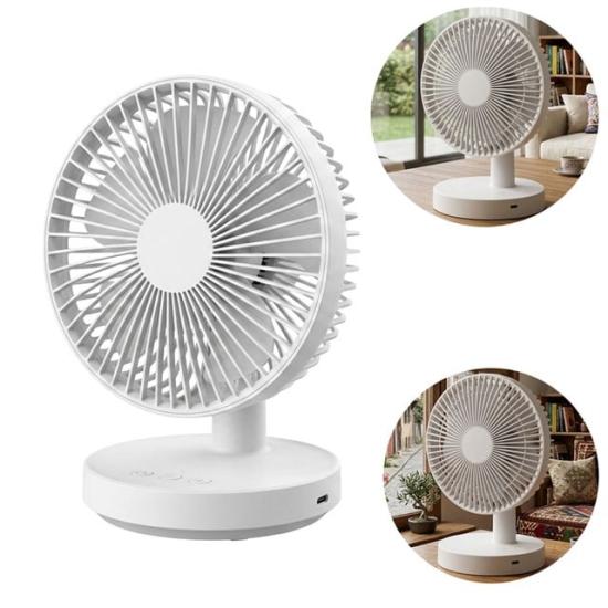 FENY FN-F75 180 Derece Ultra Sessiz 3 Kademeli Şarjlı Mini Masaüstü Beyaz Fan Vantilatör
