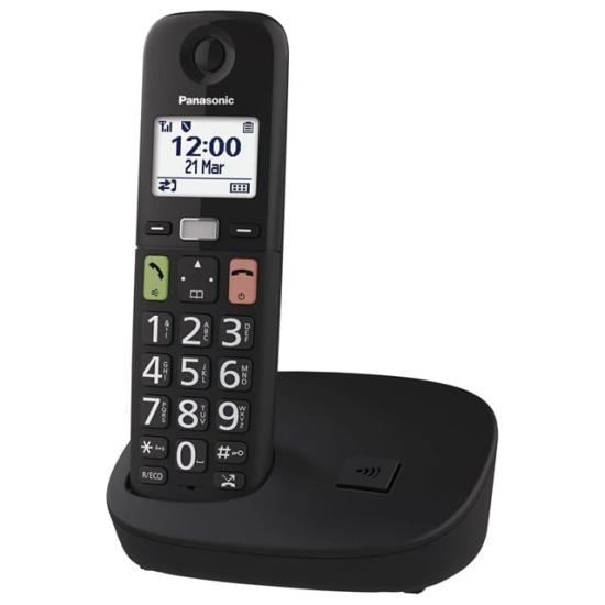 Panasonic KX-TGU110 Siyah Büyük Telsiz Dect Ev ve Ofis Telefonu Ergonomik Büyük Tuşlu