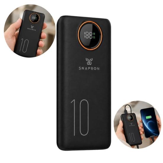 Snapron SNP 3012 22.5W LCD Ekranlı PD 10.000 mAh Dahili Kablolu Hızlı Şarjlı Powerbank