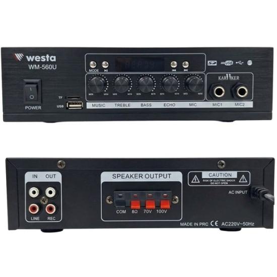 Westa WM-560U Hat Trafolu USB - SD - Bluetooth Destekli Mini Mixer Amfi