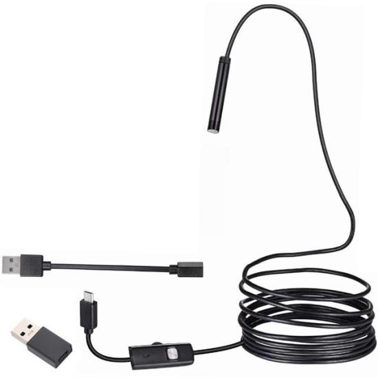 Powermaster 3in1 Micro Usb+Type C+Pc 8 Mm Işıklı 5 Metre Endeskop Yılan Kamera