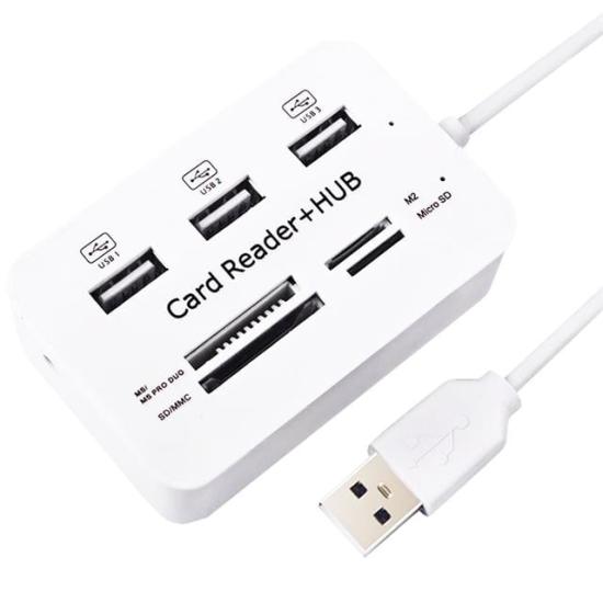 Powermaster 3 Port 2.0 Usb Çoklayıcı Hub + 4 Slot Kart Okuyucu PM-6052