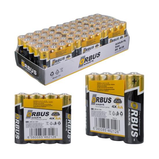 Orbus KLRORB-LR06-4B 1.5V AA 60 Adet 4’lü Paket Alkalin Kalem Pil