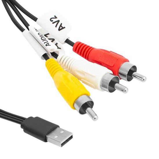 Magicvoice MV-6596 Siyah 1.2 Metre USB - 3 RCA AV Görüntü ve Ses Dönüştürücü Kablo