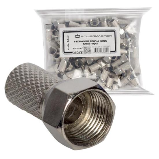Powermaster PM-682 RG6-U4 18 Mm Geniş F Konnektör (100 Adet)