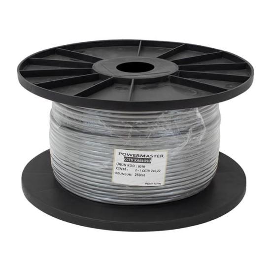 Powermaster 2+1 Gri 0.22 Mm CCTV Kamera Kablosu 250 Metre