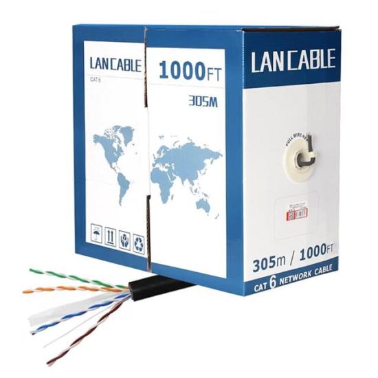 PowerMaster PM-8256 23 AWG 0.56 mm CCA 305 Metre Dış Mekan Siyah CAT6 Kablo