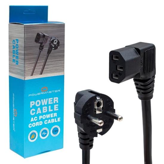 Powermaster PM-8617 3x1 mm² C13 1.8 Metre 90 Derece Açılı L Tipi Power Güç Kablosu