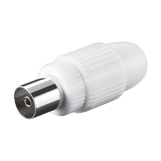 ZP 33002 Beyaz Düz Tip İthal Dişi 60 Ohm Anten TV Fişi (100 Adet)